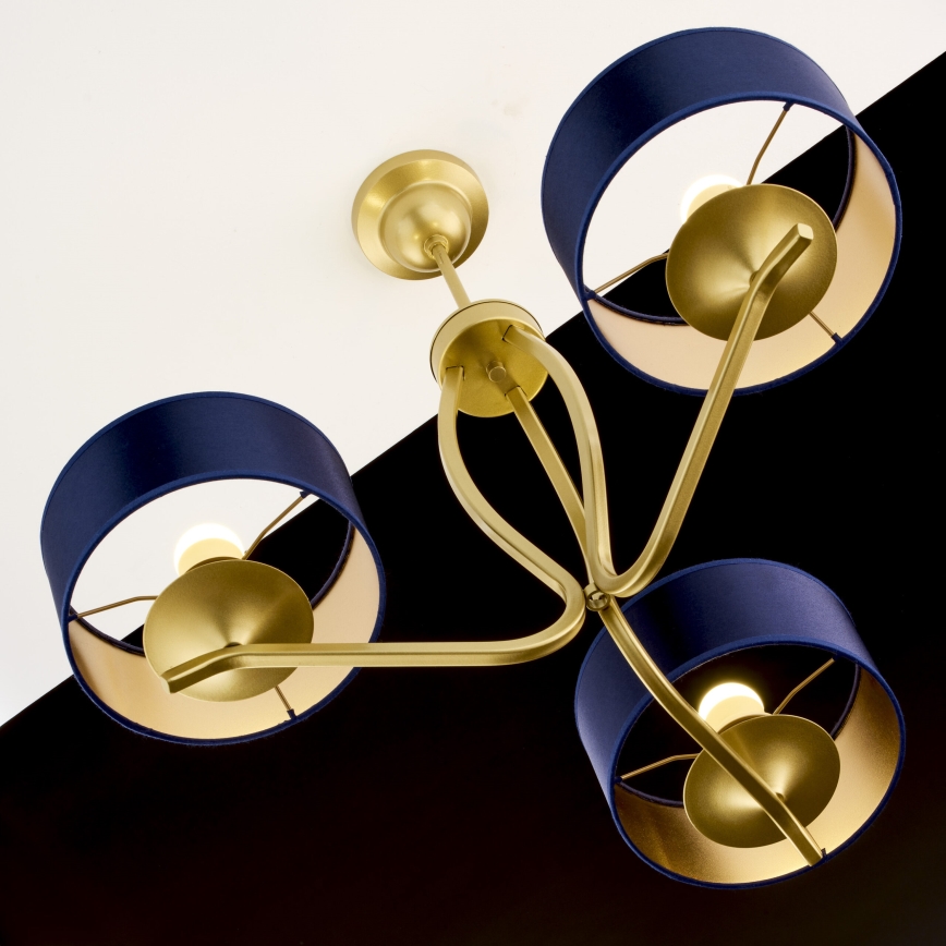 Jupiter 2113 - Rod Chandelier KASZMIR 3xE27/15W/230V blue/gold