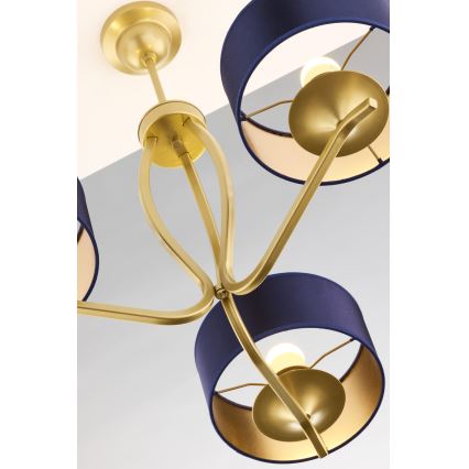 Jupiter 2113 - Rod Chandelier KASZMIR 3xE27/15W/230V blue/gold