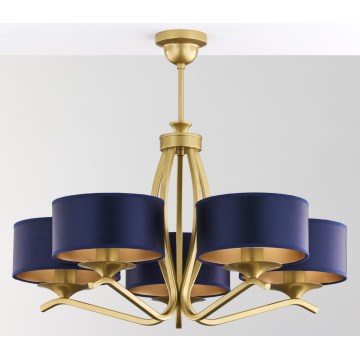 Jupiter 2114 - KASZMIR Rod-Mounted Chandelier 5xE27/15W/230V Blue/Gold