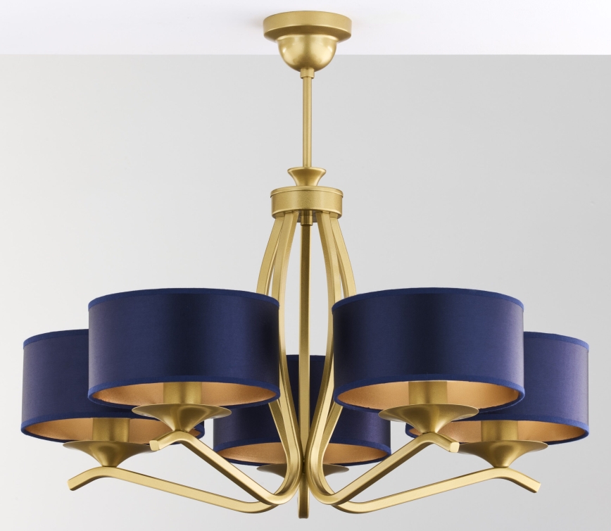 Jupiter 2114 - KASZMIR Rod-Mounted Chandelier 5xE27/15W/230V Blue/Gold