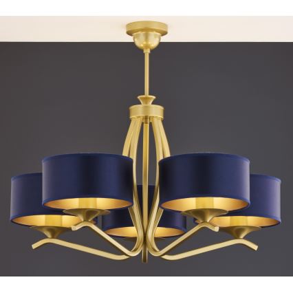 Jupiter 2114 - KASZMIR Rod-Mounted Chandelier 5xE27/15W/230V Blue/Gold