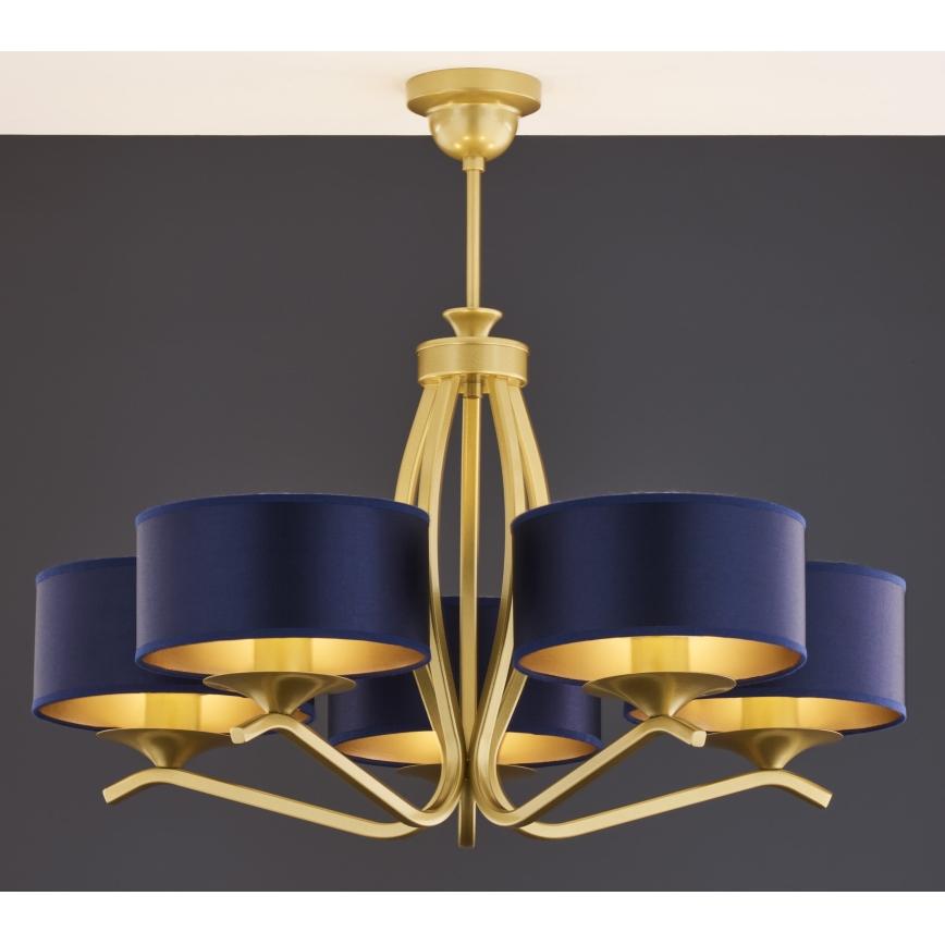 Jupiter 2114 - KASZMIR Rod-Mounted Chandelier 5xE27/15W/230V Blue/Gold