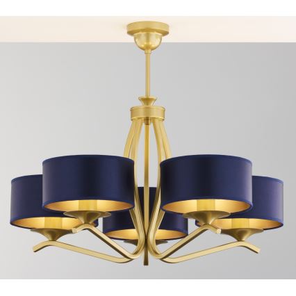 Jupiter 2114 - KASZMIR Rod-Mounted Chandelier 5xE27/15W/230V Blue/Gold