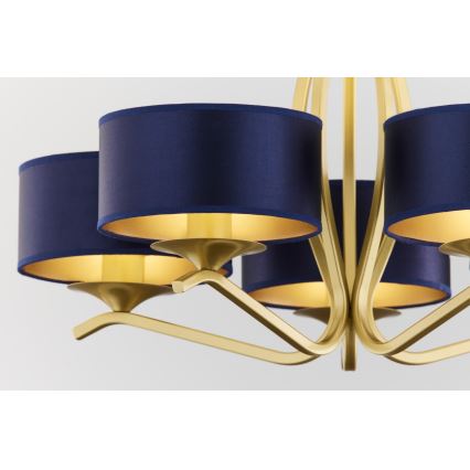 Jupiter 2114 - KASZMIR Rod-Mounted Chandelier 5xE27/15W/230V Blue/Gold