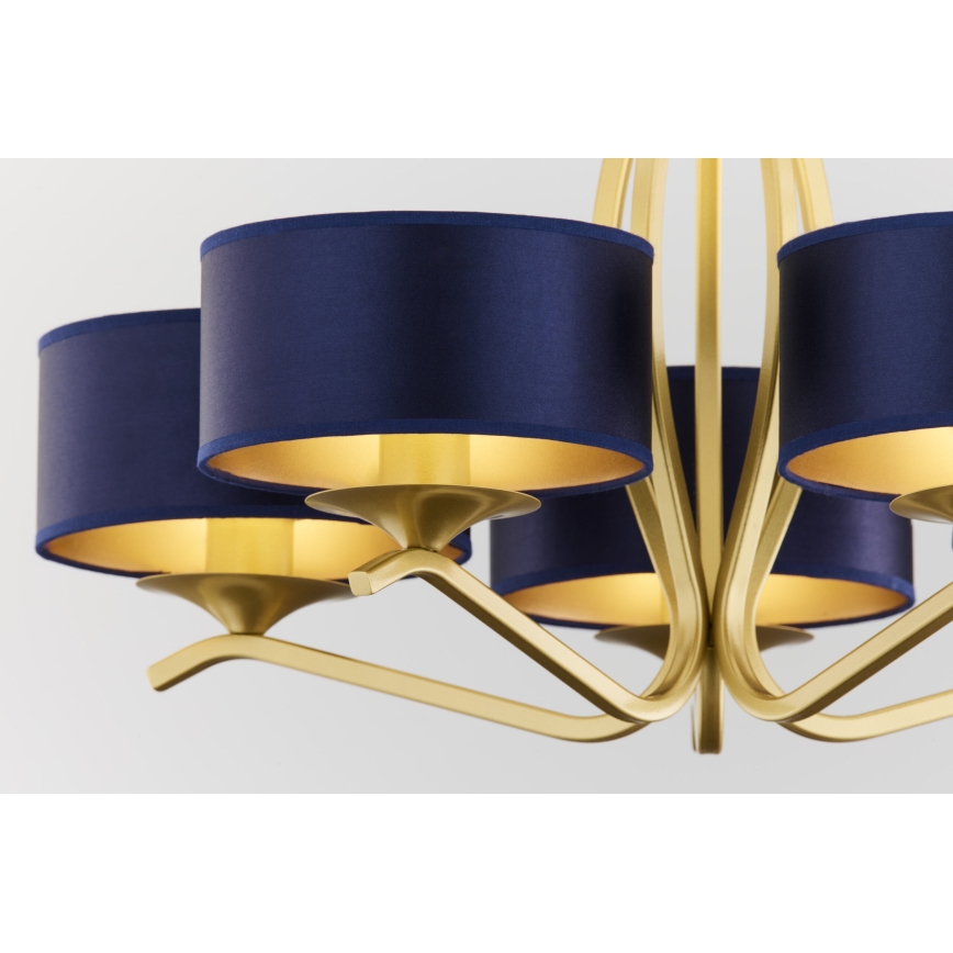 Jupiter 2114 - KASZMIR Rod-Mounted Chandelier 5xE27/15W/230V Blue/Gold