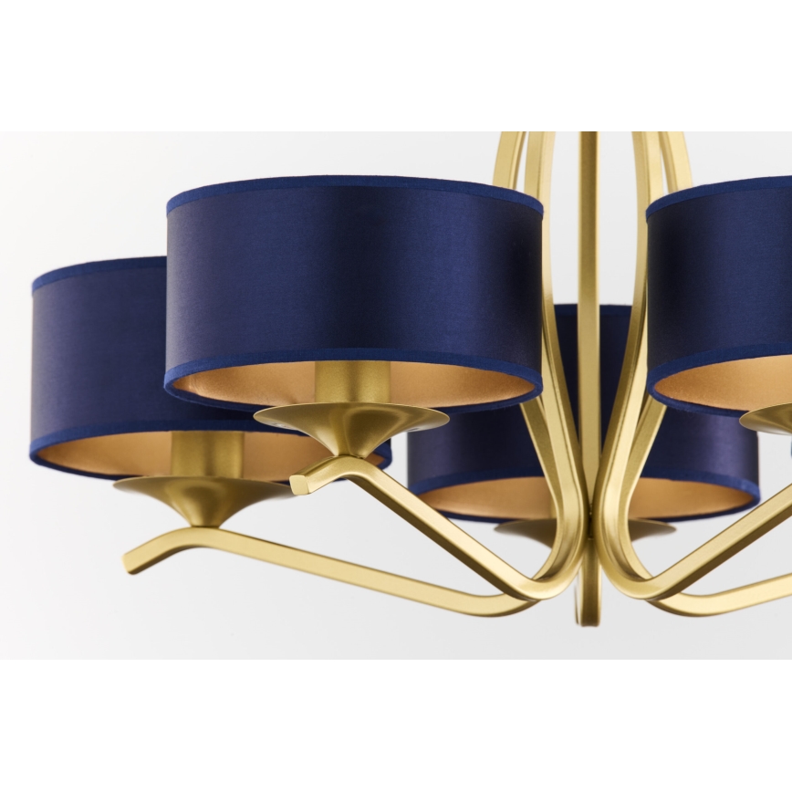 Jupiter 2114 - KASZMIR Rod-Mounted Chandelier 5xE27/15W/230V Blue/Gold