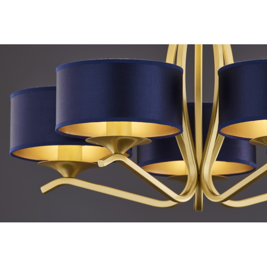 Jupiter 2114 - KASZMIR Rod-Mounted Chandelier 5xE27/15W/230V Blue/Gold