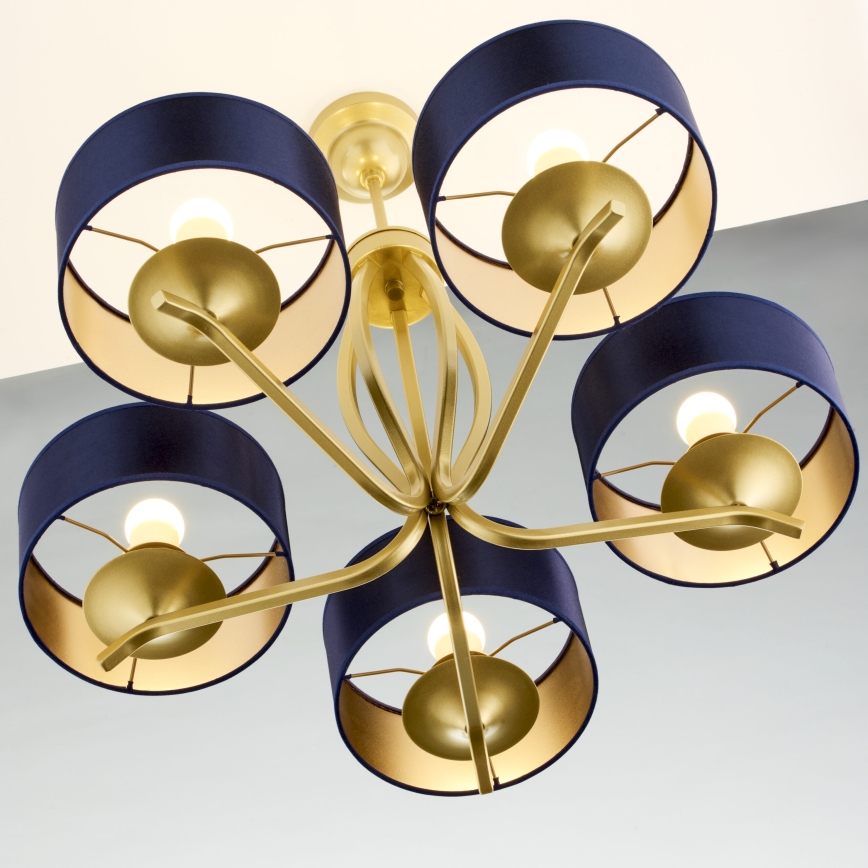 Jupiter 2114 - KASZMIR Rod-Mounted Chandelier 5xE27/15W/230V Blue/Gold