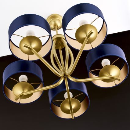 Jupiter 2114 - KASZMIR Rod-Mounted Chandelier 5xE27/15W/230V Blue/Gold