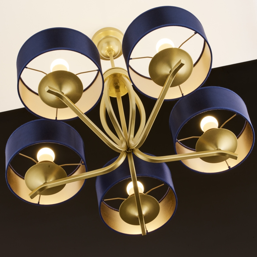 Jupiter 2114 - KASZMIR Rod-Mounted Chandelier 5xE27/15W/230V Blue/Gold