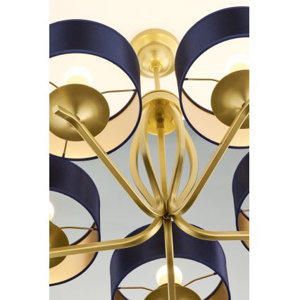 Jupiter 2114 - KASZMIR Rod-Mounted Chandelier 5xE27/15W/230V Blue/Gold