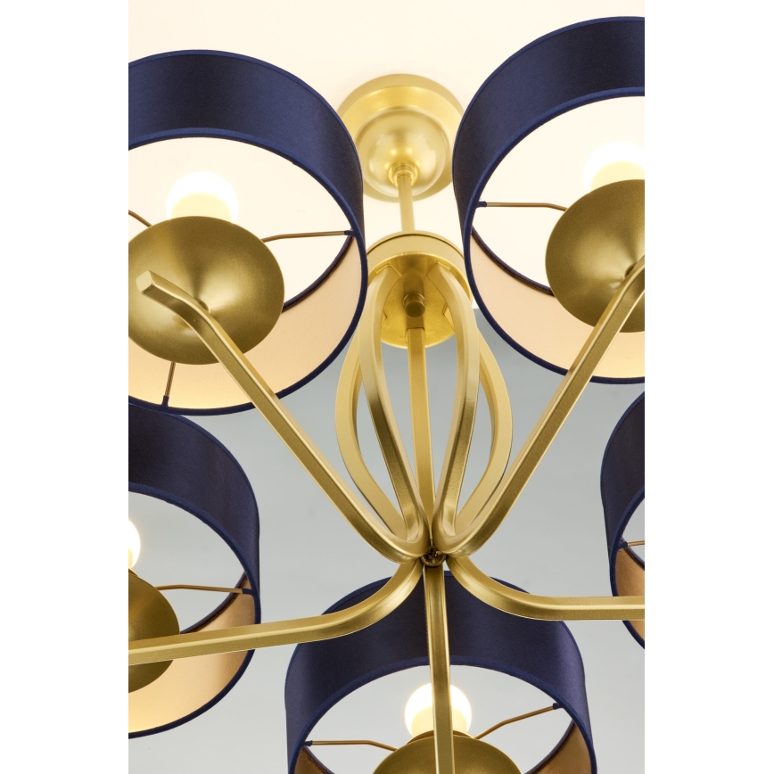 Jupiter 2114 - KASZMIR Rod-Mounted Chandelier 5xE27/15W/230V Blue/Gold