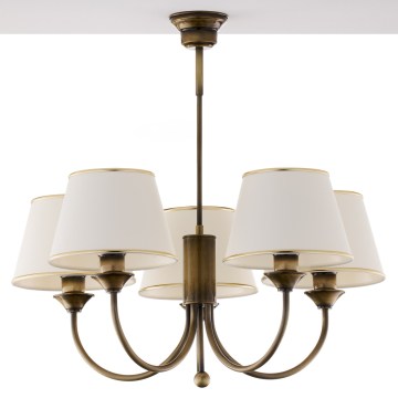 Jupiter 2133 - Rod-mounted chandelier CLASSIC 5xE27/15W/230V bronze/patina/cream