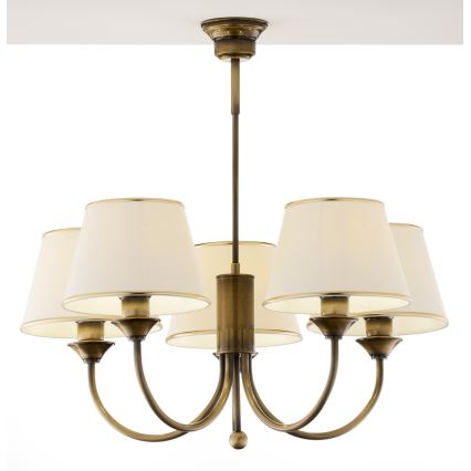 Jupiter 2133 - Rod-mounted chandelier CLASSIC 5xE27/15W/230V bronze/patina/cream