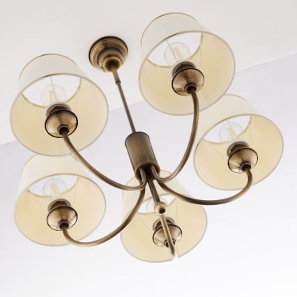Jupiter 2133 - Rod-mounted chandelier CLASSIC 5xE27/15W/230V bronze/patina/cream