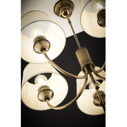Jupiter 2133 - Rod-mounted chandelier CLASSIC 5xE27/15W/230V bronze/patina/cream