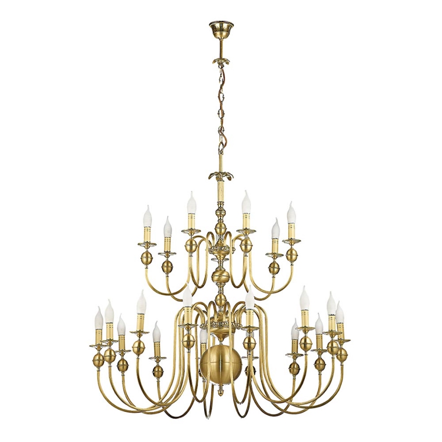 Jupiter 879 CE 21 - Pendant chandelier CEZAR II 21xE14/40W/230V brass matte