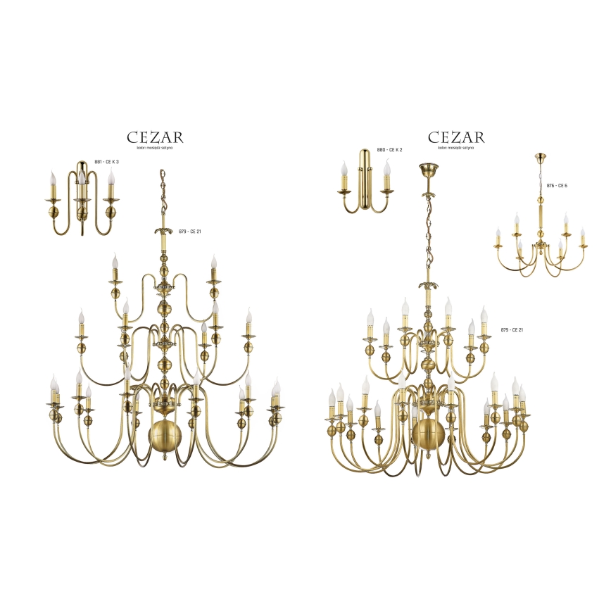 Jupiter 880-CEK2 - Wall light CEZAR 2xE14/40W/230V brass matte