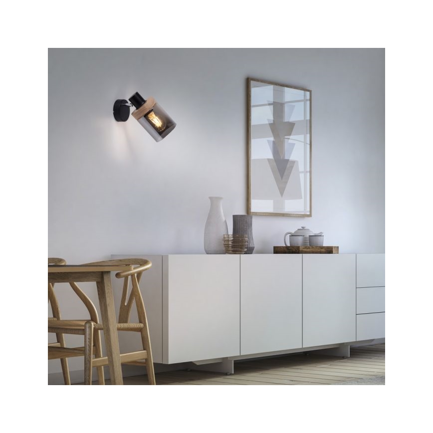 JUST LIGHT. 11311-18 - Wall spotlight PASQUAL 1xE27/40W/230V black/rubber fig