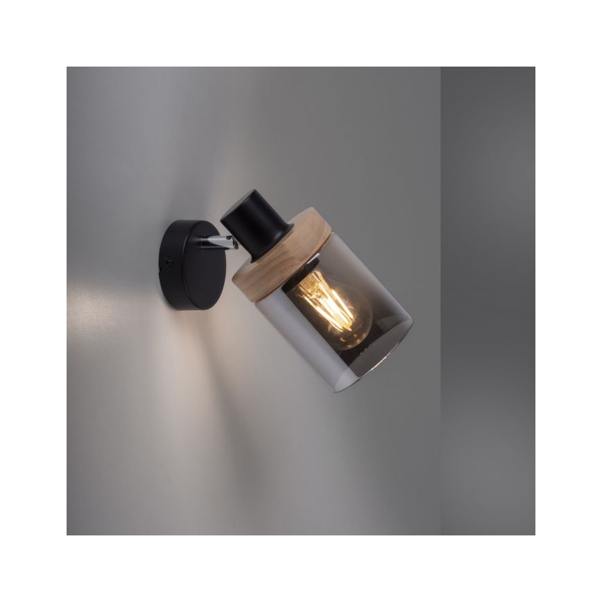 JUST LIGHT. 11311-18 - Wall spotlight PASQUAL 1xE27/40W/230V black/rubber fig