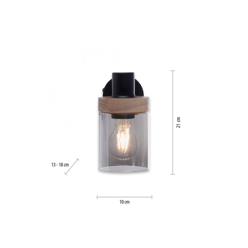 JUST LIGHT. 11311-18 - Wall spotlight PASQUAL 1xE27/40W/230V black/rubber fig