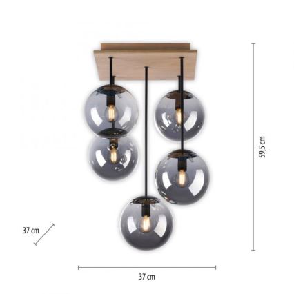 JUST LIGHT. 11395-79 - Chandelier on a pole WIDOW 5xE14/25W/230V oak