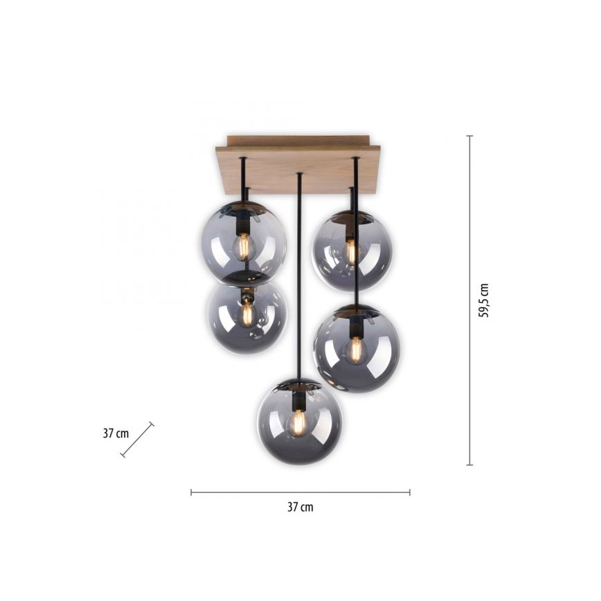JUST LIGHT. 11395-79 - Chandelier on a pole WIDOW 5xE14/25W/230V oak