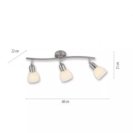 JUST LIGHT. 11953-55 - KARO spotlight 3xE14/40W/230V, matte chrome