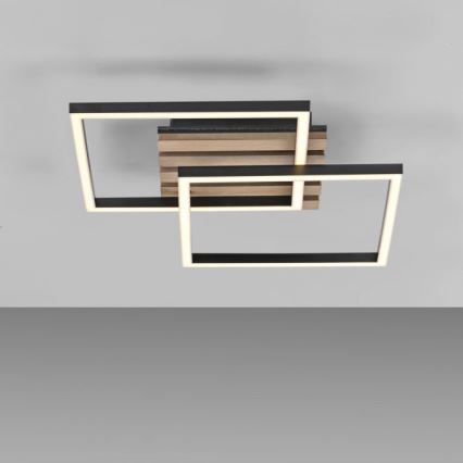 JUST LIGHT. 14053-79 - AKUSTIKA LED Ceiling Light, 15W/230V, Oak/Black