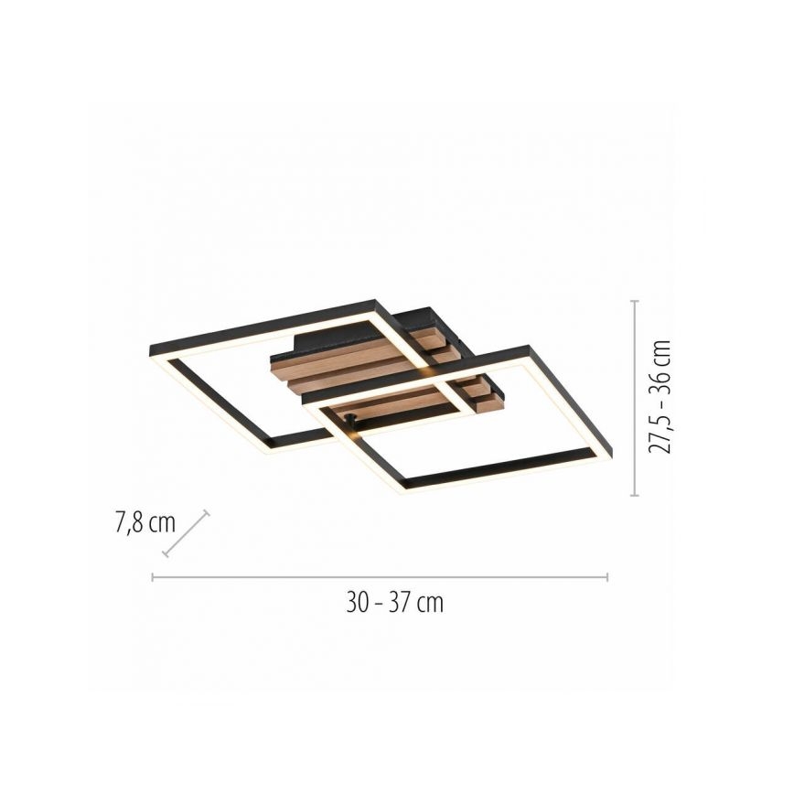 JUST LIGHT. 14053-79 - AKUSTIKA LED Ceiling Light, 15W/230V, Oak/Black