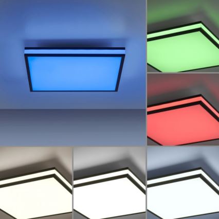 JUST LIGHT. 14110-18 - LED RGBW Dimmable ceiling light MARIO BLACK LED/19,5W/230V 2700-5000K + remote control