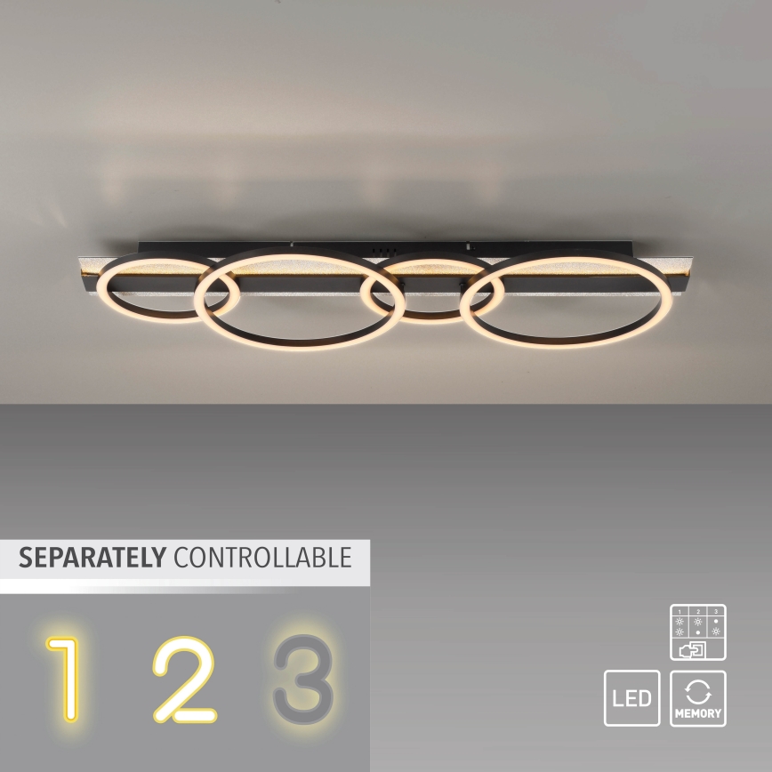 JUST LIGHT. 14426-21 - LED Ceiling Light CICHIO LED/37W/230V + LED/9,5W 30x86 cm black