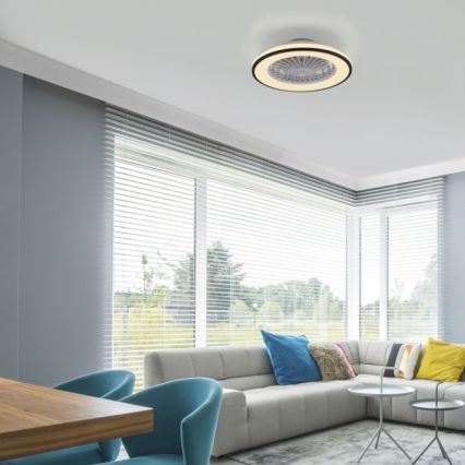 JUST LIGHT. 14447-18 - LED RGBW Dimmable ceiling fan with a light LENO LED/44W/230V 3000-6500K d. 48,6 cm white + remote control