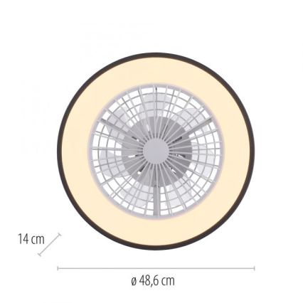 JUST LIGHT. 14447-18 - LED RGBW Dimmable ceiling fan with a light LENO LED/44W/230V 3000-6500K d. 48,6 cm white + remote control