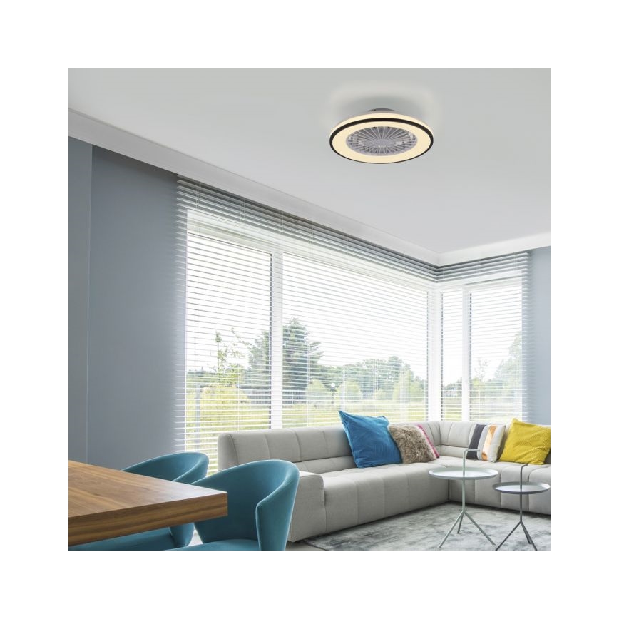 JUST LIGHT. 14447-18 - LED RGBW Dimmable ceiling fan with light LENO LED/44W/230V 3000-6500K Ø 48.6 cm white + remote control