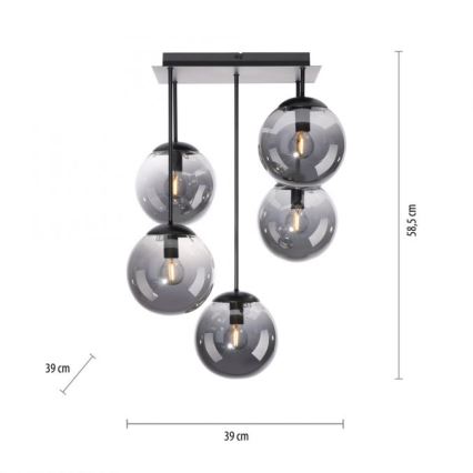 JUST LIGHT. 14602-18 - Chandelier on a pole WIDOW 5xE14/25W/230V black