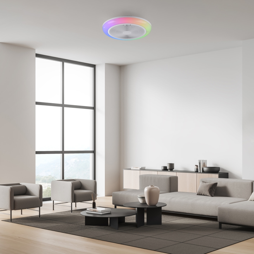 JUST LIGHT. 14623-16 - LED RGBW Dimmable Ceiling Fan with Light BRENDA LED/22W/230V 3000–6000K Ø 46 cm White + Remote Control