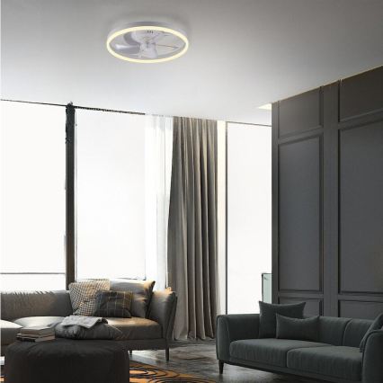 JUST LIGHT. 14624-16 - RITA LED Dimmable Ceiling Fan with Light, 22W LED / 230V, 3000–6000K, Ø 50 cm, White + Remote Control