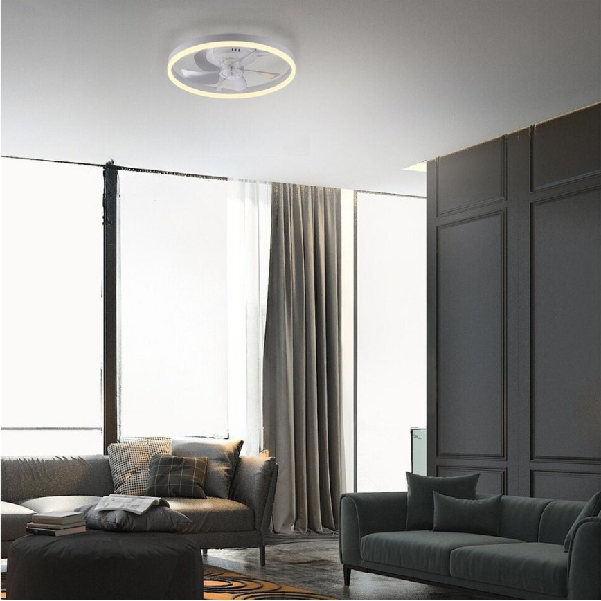 JUST LIGHT. 14624-16 - RITA LED Dimmable Ceiling Fan with Light, 22W LED / 230V, 3000–6000K, Ø 50 cm, White + Remote Control
