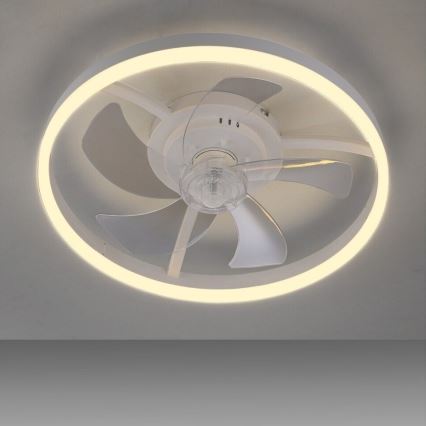 JUST LIGHT. 14624-16 - RITA LED Dimmable Ceiling Fan with Light, 22W LED / 230V, 3000–6000K, Ø 50 cm, White + Remote Control