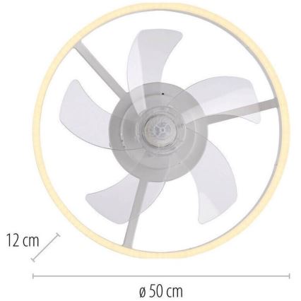 JUST LIGHT. 14624-16 - RITA LED Dimmable Ceiling Fan with Light, 22W LED / 230V, 3000–6000K, Ø 50 cm, White + Remote Control