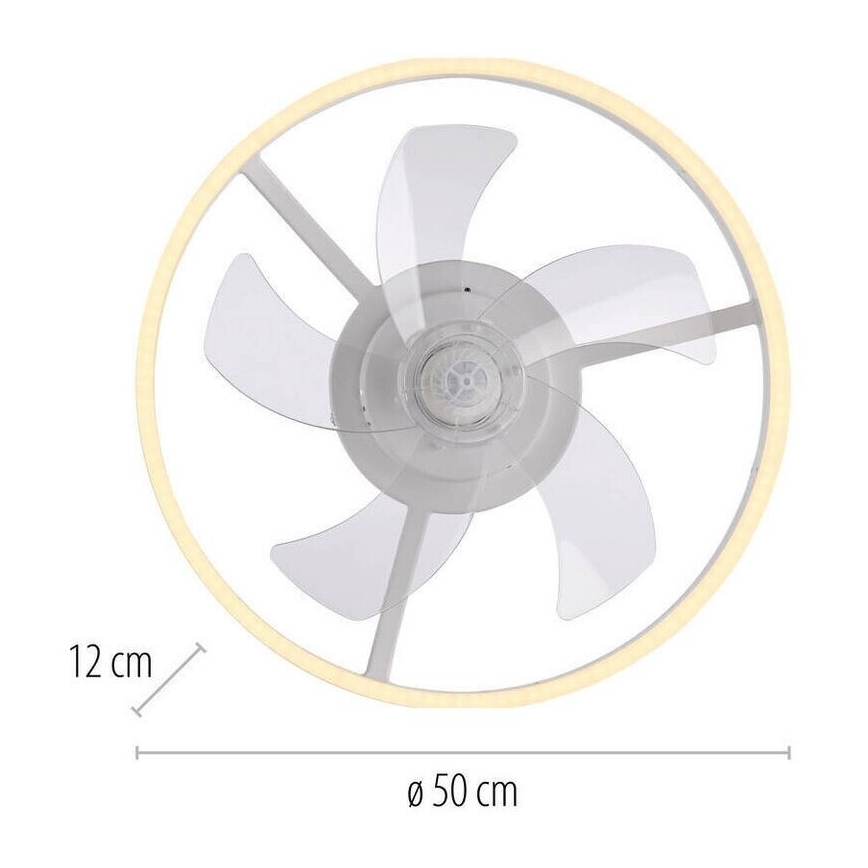 JUST LIGHT. 14624-16 - RITA LED Dimmable Ceiling Fan with Light, 22W LED / 230V, 3000–6000K, Ø 50 cm, White + Remote Control