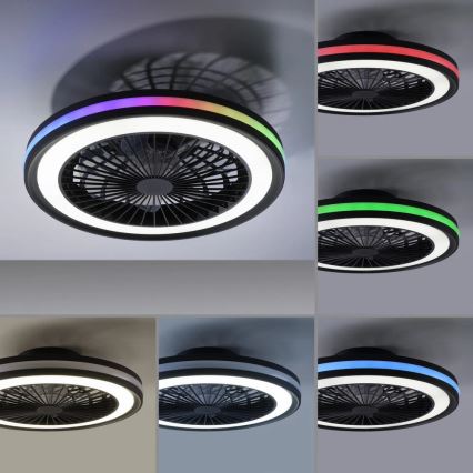 JUST LIGHT. 14649-18 - LED RGBW Dimmable ceiling fan with a light BRANDON LED/36W/230V 2700-5000K d. 46,5 cm black + remote control