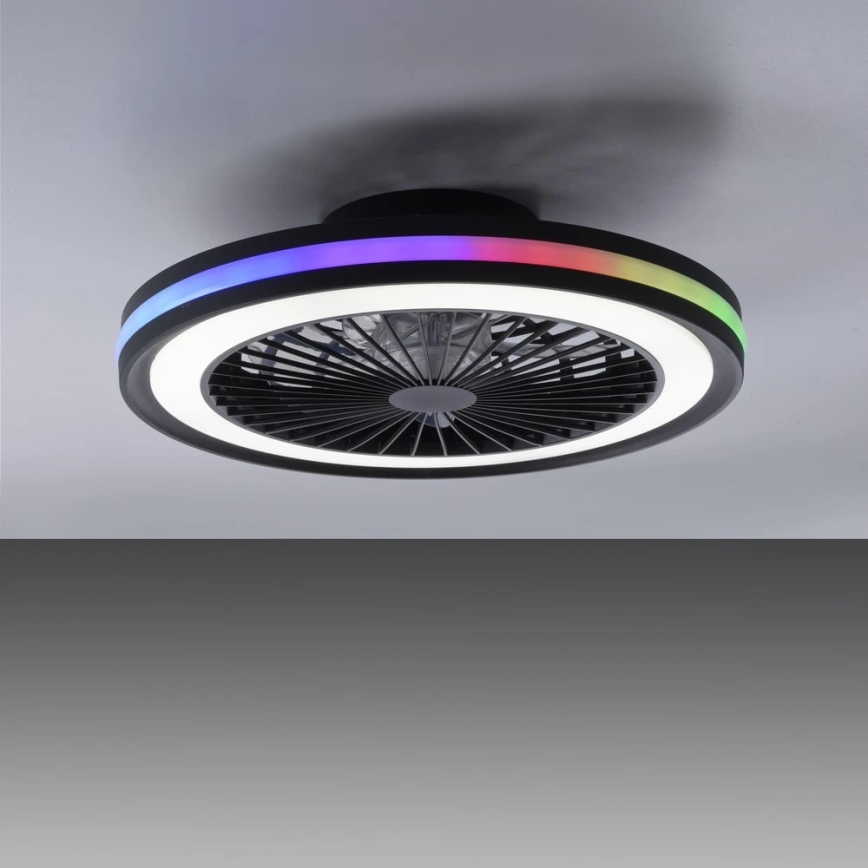 JUST LIGHT. 14649-18 - LED RGBW Dimmable ceiling fan with a light BRANDON LED/36W/230V 2700-5000K d. 46,5 cm black + remote control