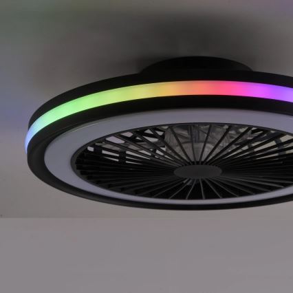 JUST LIGHT. 14649-18 - LED RGBW Dimmable ceiling fan with a light BRANDON LED/36W/230V 2700-5000K d. 46,5 cm black + remote control