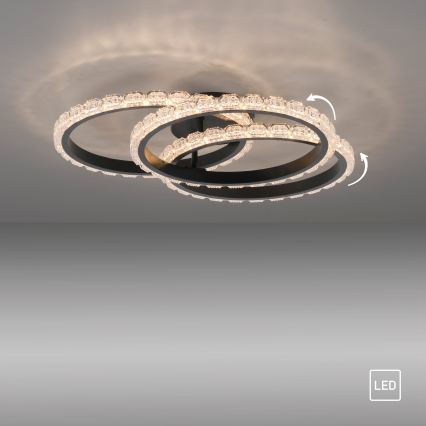 JUST LIGHT. 14734-18 - LED ceiling light GLITRA LED/37W/230V Ø 50 cm black