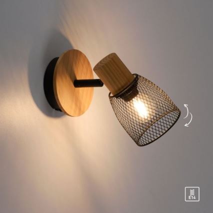 JUST LIGHT. 15191-79 - Wall spotlight TAMIS 1xE14/10W/230V pine