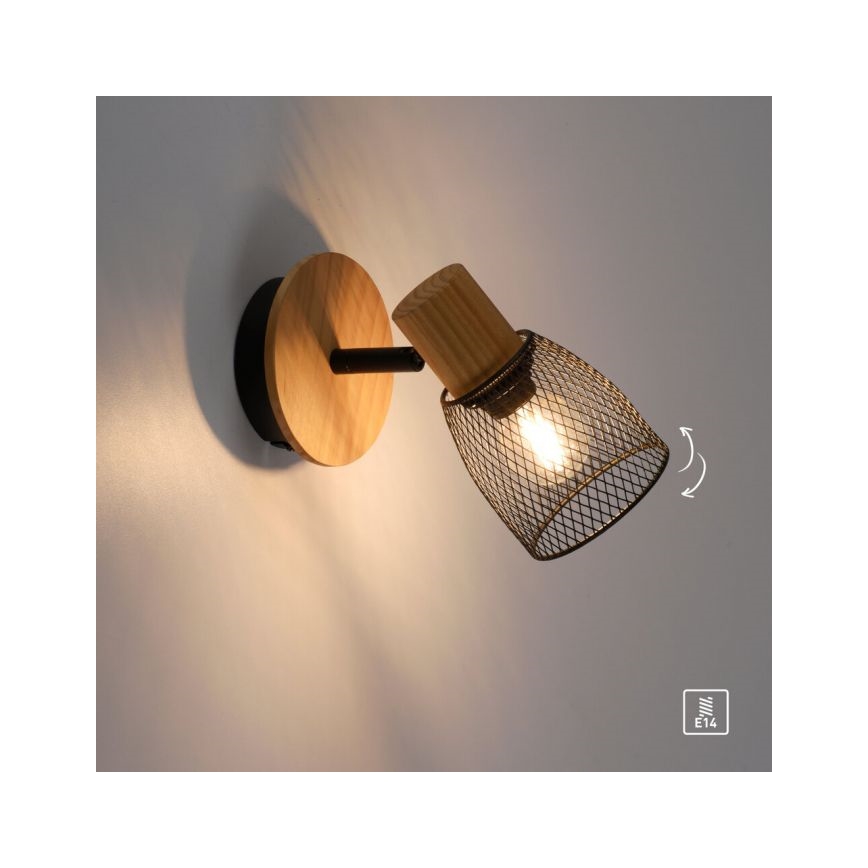 JUST LIGHT. 15191-79 - Wall spotlight TAMIS 1xE14/10W/230V pine