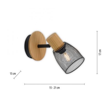 JUST LIGHT. 15191-79 - Wall spotlight TAMIS 1xE14/10W/230V pine