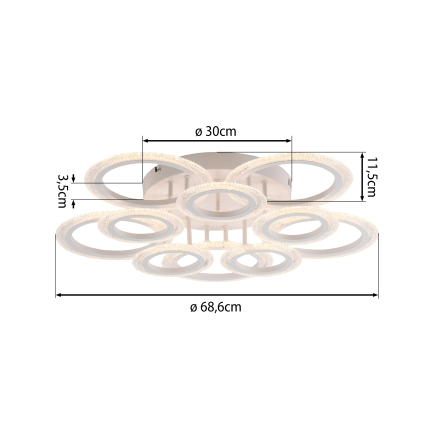 JUST LIGHT. 15268-16 - LED ceiling light CRYSTALLO LED/48.5W/230V Ø 68.6 cm white